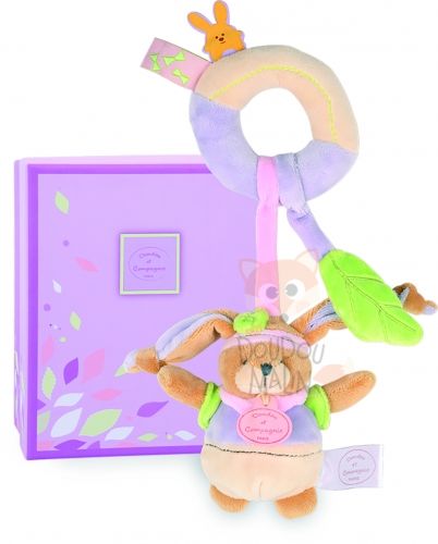  lila lapin hochet feuille beige rose violet vert 